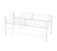 Costway Single Size Low Loft Bed Metal Bed Frame w/ Guardrails & 2 Ladders in White COSTWAY White