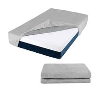 Costway Single Size Mattress Protector Luxury Super Soft Velvet Mattress Topper in Grey COSTWAY Grey Single