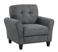 Costway Single Sofa Seat Fabric Upholstered Living Room Chair With Removable Cushion in Grey COSTWAY Grey