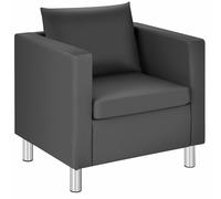 Costway Single Sofa Seat PU Leather Upholstered Padded Guest Tub Chair W/ Cushion in Grey COSTWAY Grey