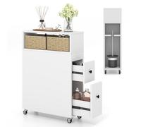 Costway Slim Bathroom Storage Cabinet Narrow Rolling Storage Organizer W/ 2 Drawers