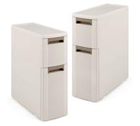 Costway Slim Rolling Cart with Removable Dividers Plastic Organizer in Cream COSTWAY Cream