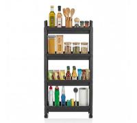 Costway Slim Rolling Storage Cart 3-Tier Bathroom Organizer Narrow Shelving Unit-Black