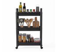 Costway Slim Rolling Storage Cart 4-Tier Bathroom Organizer Narrow Shelving Unit-Black