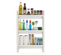 Costway Slim Rolling Storage Cart 4-Tier Bathroom Organizer Narrow Shelving Unit-White