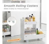 Costway Slim Storage Cabinet Narrow Freestanding Bathroom Organizer in White COSTWAY White