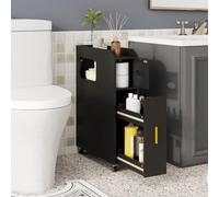 Costway Small Bathroom Storage Cabinet 16Cm Narrow Slim Bathroom Organizer-Black