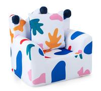 Costway Sofa Chair Foam Filled Armchair Toddler Upholstered Couch with Padded Pillow in White COSTWAY White