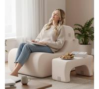 Costway Soft Floor Chair Lazy Sofa w/ Detachable Headrest Reading Chair in Beige COSTWAY Beige