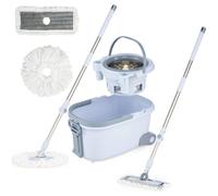 Costway Spin Mop & Buckets Set w/ Wringer System Dual Tank 360° Rotation in Blue COSTWAY Blue
