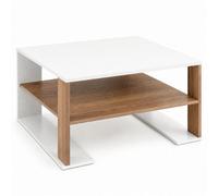 Costway Square Coffee Table With Storage Modern Compact Center Table With Open Shelf White & Natural