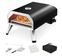 Costway Stainless Steel Pizza Maker Backyard 4kW Foldable Pizza Oven Outdoor Cooking in Black COSTWAY Black