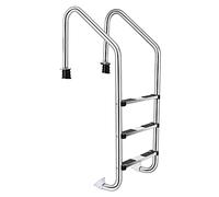 COSTWAY Stainless Steel Pool Ladder with 3 Non-slip Footsteps, Heavy Duty Swimming Pool Step for In Ground Pools, 120kg Weight Capacity