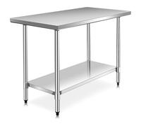 Costway Stainless Steel Rolling Work Table Commercial Catering Table Kitchen Prep Table in Silver COSTWAY Silver