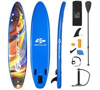 COSTWAY Stand Up Paddling Board, Inflatable SUP Board, Paddle Board with Safety Lead, Paddle, Pump, Centre Fin, Backpack and Repair Kit (Blue + Orange, 335 x 76 x 15 cm)