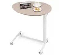 Costway Standing Laptop Table Height Adjustable Rolling Desk with Oval Tabletop in Pink COSTWAY Pink