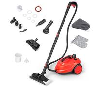 COSTWAY Steam Cleaner, 2000W 1.8L Multipurpose Steam Mop with 13/15 Accessories, Portable Household Steamer Cleaning for Floors, Windows, Carpet, Autos and More (Red)
