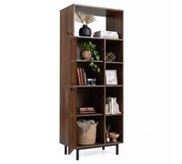 Costway Storage Cabinet With 2 Rattan Doors & 5 Compartments