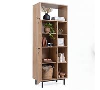 Costway Storage Cabinet With 2 Rattan Doors & 5 Compartments
