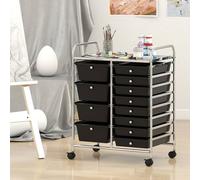Costway Storage Cart Black Multi-Purpose Utility Cart with 2-Size Drawer COSTWAY Black