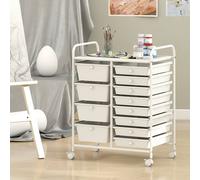 Costway Storage Cart Black Multi-Purpose Utility Cart with 2-Size Drawer in White COSTWAY White