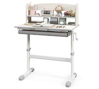 Costway Study Desk Height Adjustable Writing Table w/ Tilt Desktop in Grey COSTWAY Grey