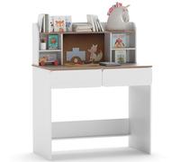 Costway Study Desk Student Writing Table w/ Cork Bulletin Board in White COSTWAY White