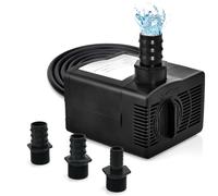 COSTWAY Submersible Water Pump, Adjustable Quiet Fountain Pump with Dry Burning Protection, 2.2m/2.5m High Lift, 3 Nozzles & 4 Suction Cups, Aquarium Pump for Fish Tank Pond Hydroponics (1450L/H, 30W)