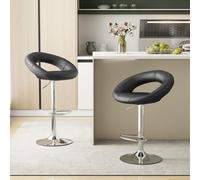 Costway Swivel Bar Stool Set Of 2 Height Adjustable Pu Leather Counter Stools