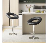 Costway Swivel Bar Stool Set of 2 Height Adjustable PU Leather Counter Stools in Black COSTWAY Black