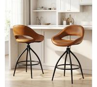 Costway Swivel Bar Stools Set Of 2 Faux Leather Barstools With Footrest