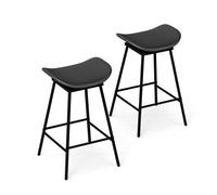 Costway Swivel Barstools Set of 2 Faux Leather Upholstered Backless Bar in Black COSTWAY Black