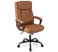 Costway Swivel Executive Office Chair Height Adjustable Manager Task Chair in Brown COSTWAY Brown
