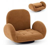 Costway Swivel Floor Chair Folding Gaming Chair Lazy Sofa Lounge Recliner in Brown COSTWAY Brown