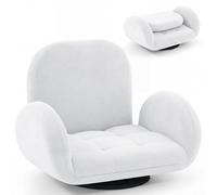 Costway Swivel Floor Chair Folding Gaming Chair w/Adjustable Backrest&Armrests in White COSTWAY White