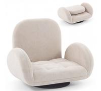 Costway Swivel Folding Gaming Chair Lazy Sofa Lounge Recliner Chair-Beige