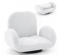 Costway Swivel Folding Gaming Chair Lazy Sofa Lounge Recliner Chair-White