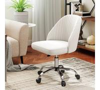 Costway Swivel Office Chair Armless Desk Chair w/ Backrest Height Adjustable in Beige COSTWAY Beige