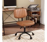 Costway Swivel Office Chair PU Leather Height Adjustable Executive Task Chairs in Brown COSTWAY Brown