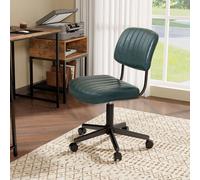 Costway Swivel Office Chair PU Leather Height Adjustable Executive Task Chairs in Dark Green COSTWAY Dark Green