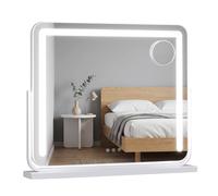 Costway Swivel Vanity Mirror LED Lights White Makeup Mirror COSTWAY White
