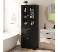 Costway Tall Bathroom Cabinet Freestanding Kitchen Pantry Cupboard 60 X 160 Cm-Black