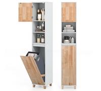 Costway Tall Bathroom Cabinet Freestanding Narrow Storage Organizer With Pull-Out Laundry Hamper