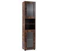 Costway Tall Bathroom Storage Cabinet 170Cm H Freestanding Storage Organizer With 2 Fluted Doors And Adjustable Shelf Natural