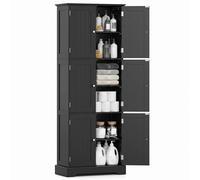 Costway Tall Bathroom Storage Cabinet with 6 Doors, 60 x 30 x 160 CM in Black COSTWAY Black 60 x 30 x 160 CM