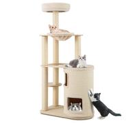 Costway Tall Cat Tree For Indoor Cats Modern Wood Cat Tower-Natural