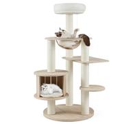 COSTWAY Tall Cat Tree, Wooden Cat Climbing Tower with Scratching Posts, Condo, Hammock/Space Capsule, Kitten Activity Center for Indoor Cats