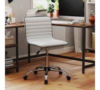 Costway Task Chair Adjustable Office Chair w/Swivel Seat & Wheels in White COSTWAY White