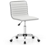 Costway Task Chair Adjustable Office Chair W/swivel Seat & Wheels-White