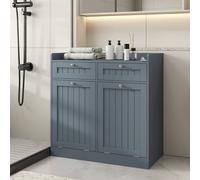 Costway Tilt-Out Laundry Hamper Cabinet Bathroom Storage Unit w/2 Drawers in Grey COSTWAY Grey